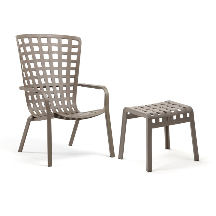 Nardi - Folio adjustable outdoor armchair + Poggio stool, tortora