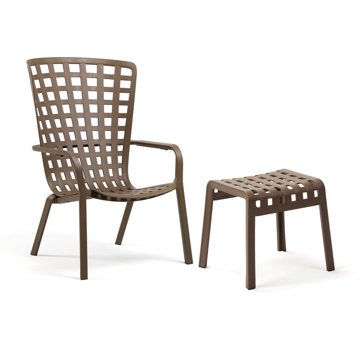 Nardi - Folio adjustable outdoor armchair + Poggio stool, tabacco