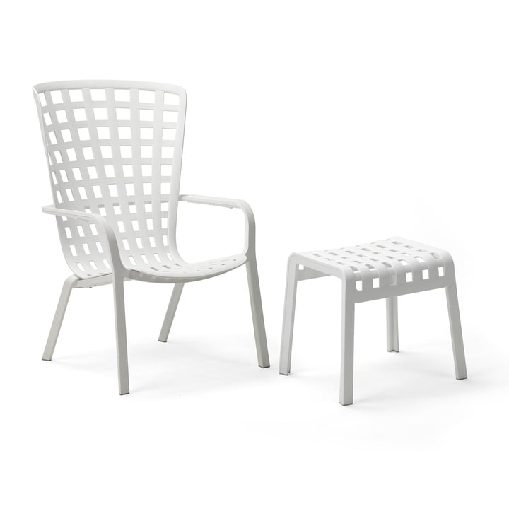 Nardi - Folio adjustable outdoor armchair + Poggio stool, bianco