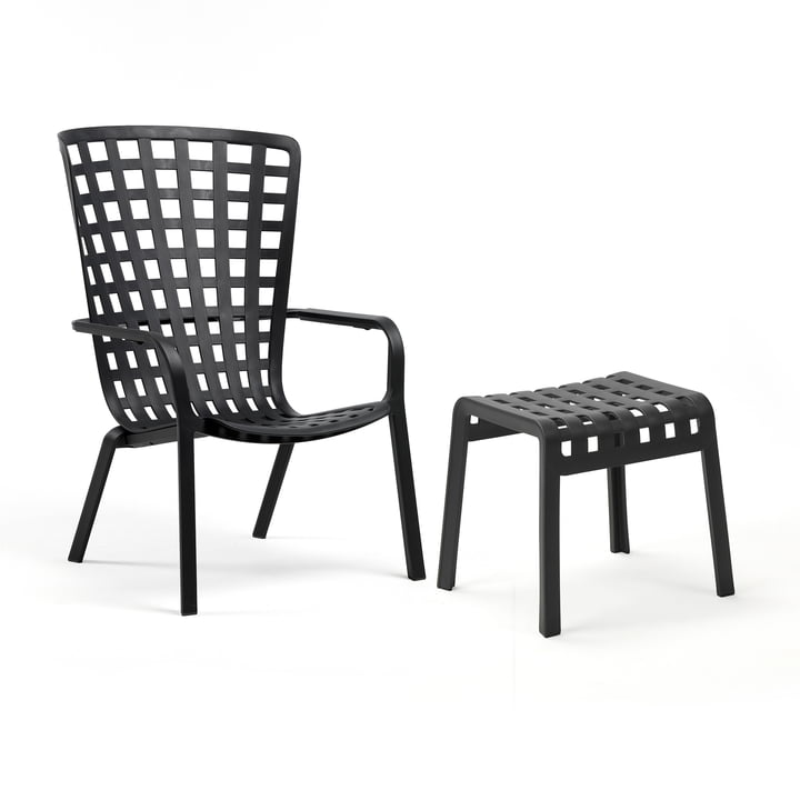 Nardi - Folio adjustable outdoor armchair + Poggio stool, anthracite