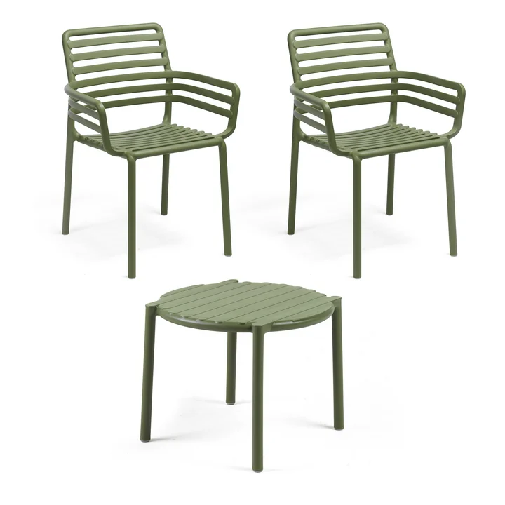 Nardi - Doga Armchair (2x) + Doga Side table, Ø 50 cm, agave