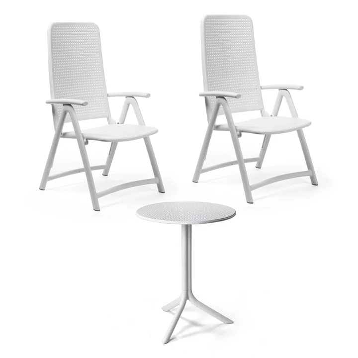 Nardi - Darsena Relax folding armchair (2x) + Step table, bianco