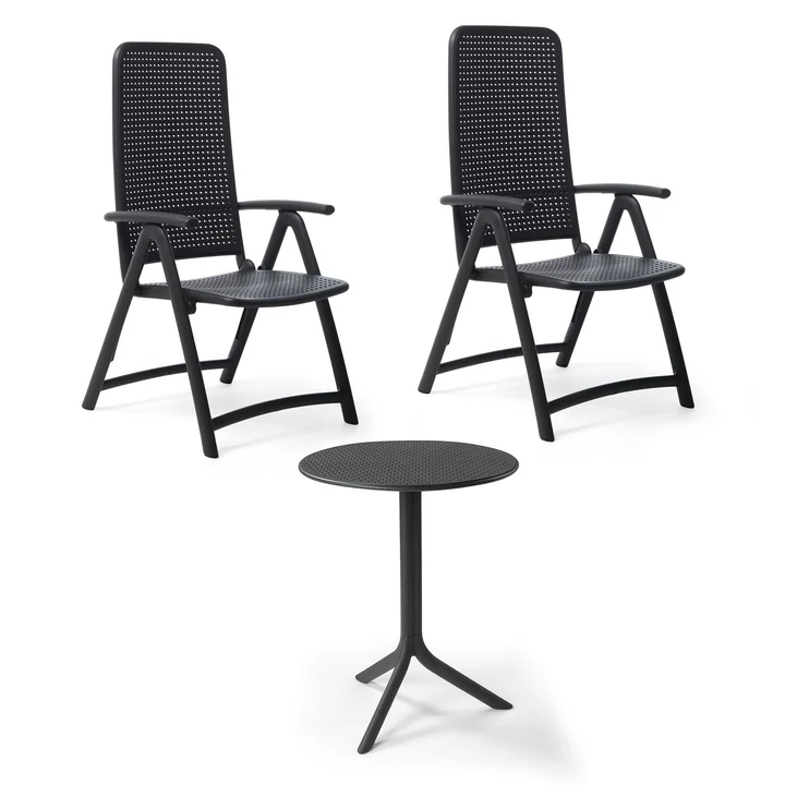 Nardi - Darsena Relax folding armchair (2x) + Step table, anthracite