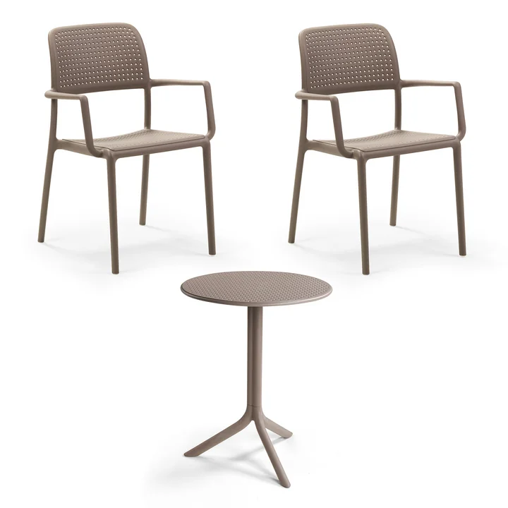 Nardi - Bora armchair (2x) + Step table, tortora