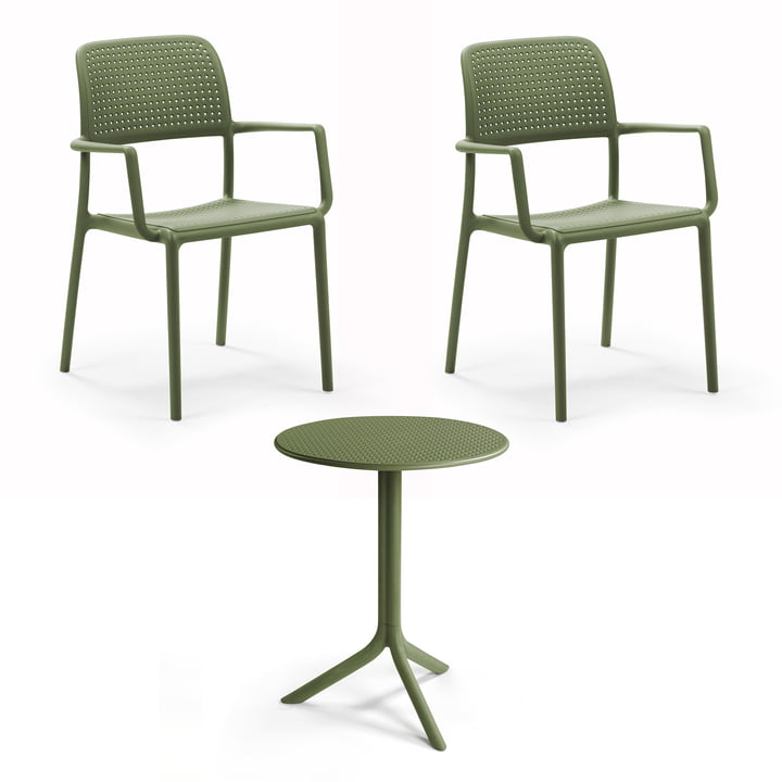 Nardi - Bora armchair (2x) + Step table, agave