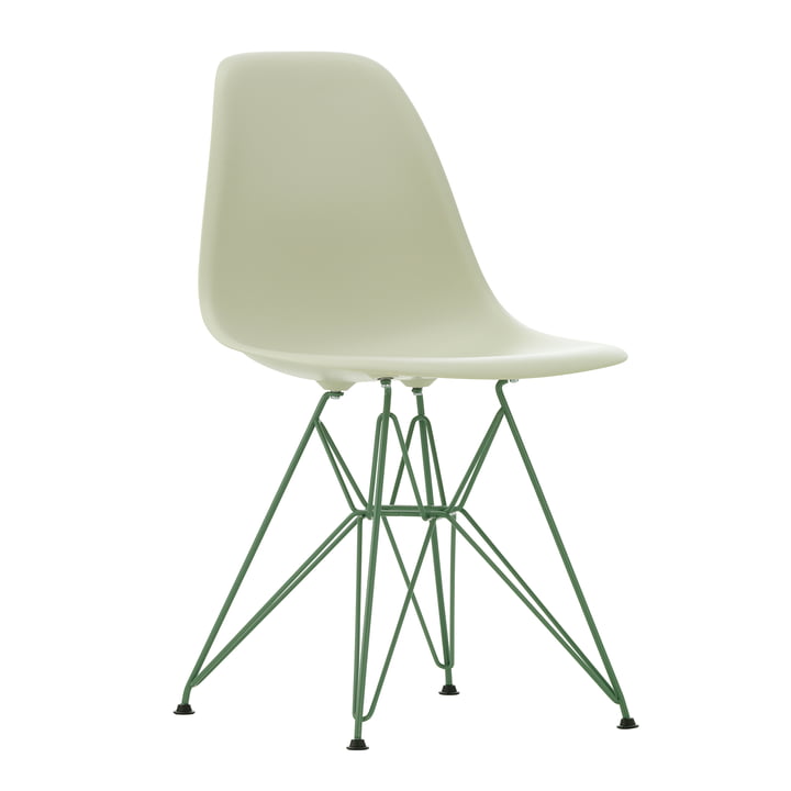Eames Plastic Side Chair DSR, pebble / Eames Sea Foam Green (plastic glides basic dark) by Vitra