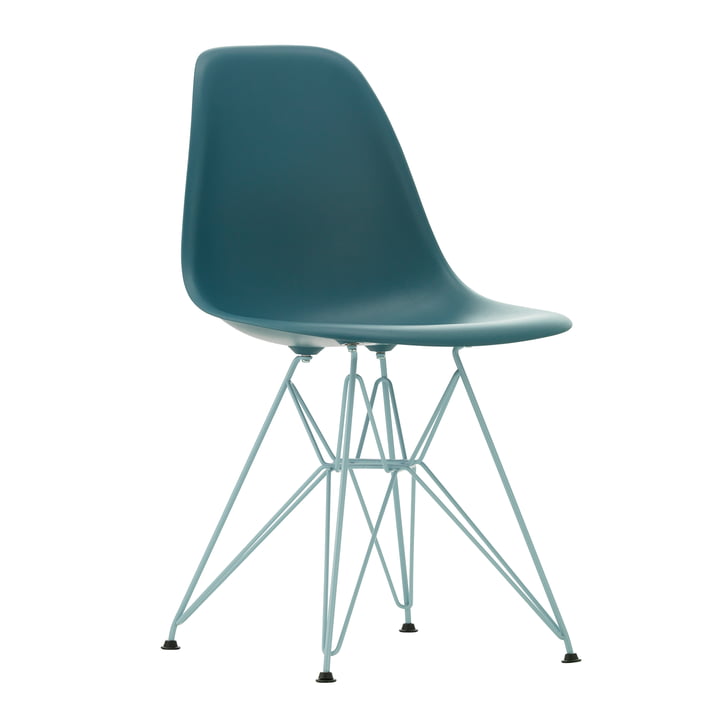 Eames Plastic Side Chair DSR, sea blue / sky blue (plastic glides basic dark) by Vitra