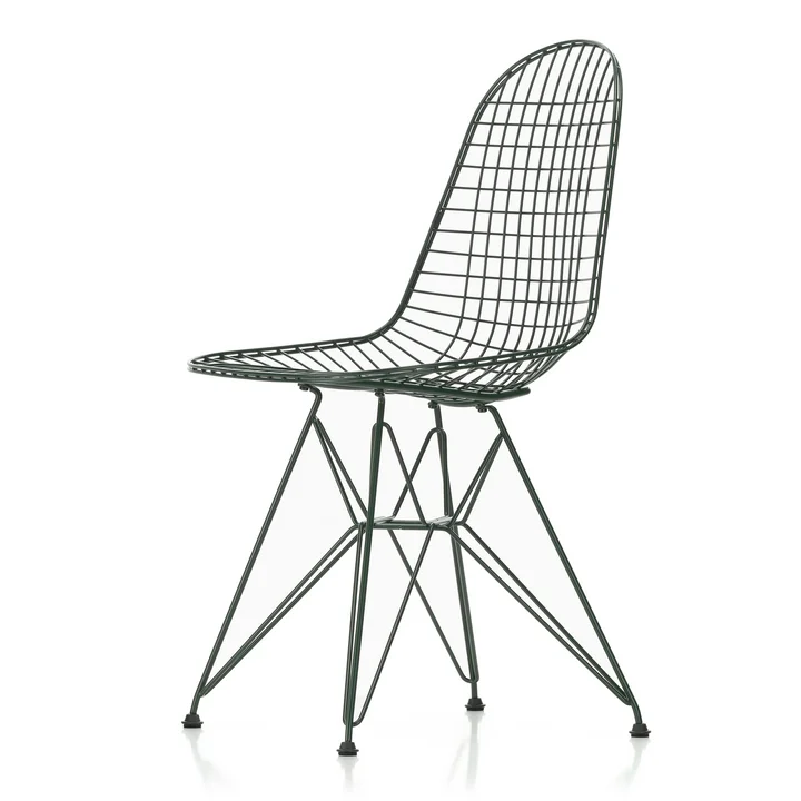 Wire Chair DKR (H 43 cm), dark green / without cover, plastic glides (basic dark) from Vitra