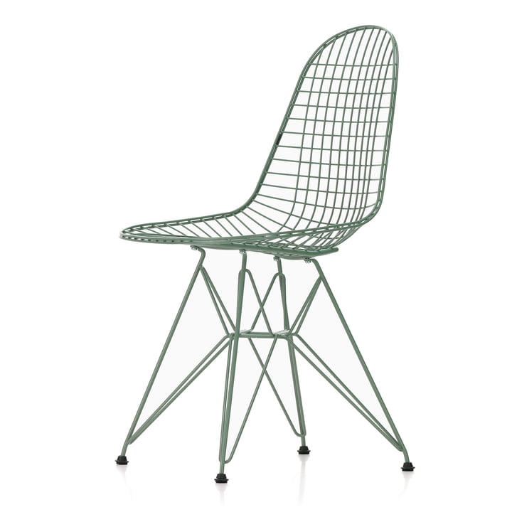 Wire Chair DKR (H 43 cm), Eames Sea Foam Green / without cover, plastic glides (basic dark) by Vitra