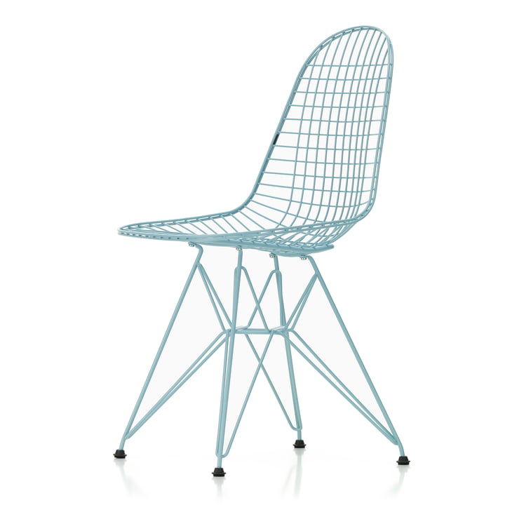 Wire Chair DKR (H 43 cm), sky blue / without cover, plastic glides (basic dark) from Vitra