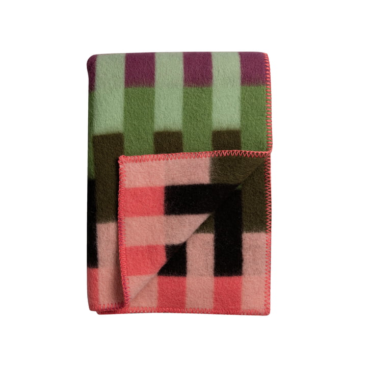 Røros Tweed - Åsmund Bold Wool blanket 200 x 135 cm, pink / green