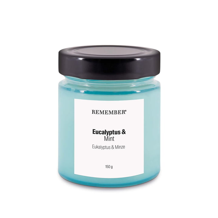 Scented candle, eucalyptus & mint, turquoise from Remember