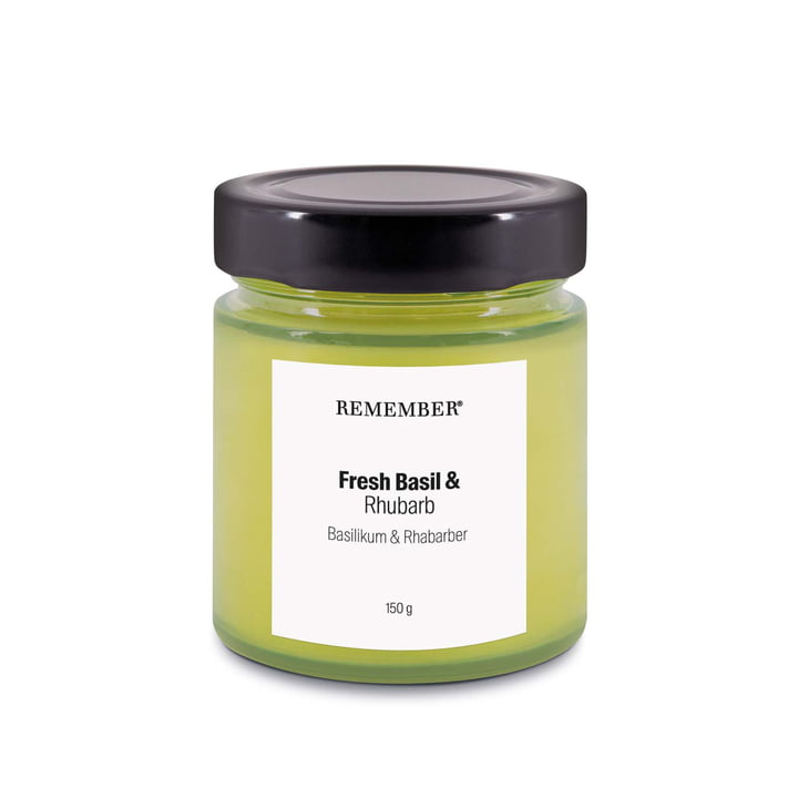 Scented candle, basil & Rhubarb, green from Remember