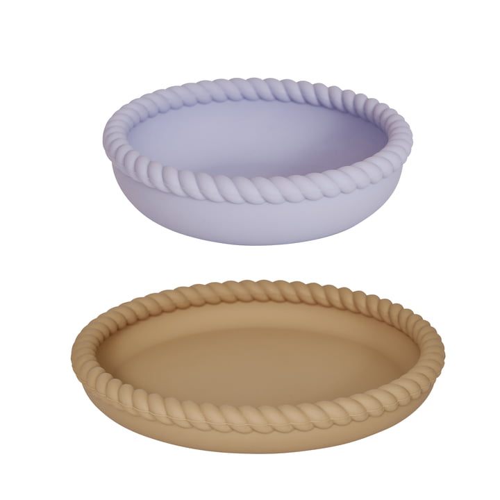 Mellow plate & bowl, light rubber / lavender (set of 2) by OYOY