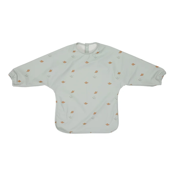 Dino bib with long sleeves, dusty green by OYOY