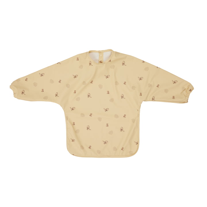 Dino bib with long sleeves, butter from OYOY