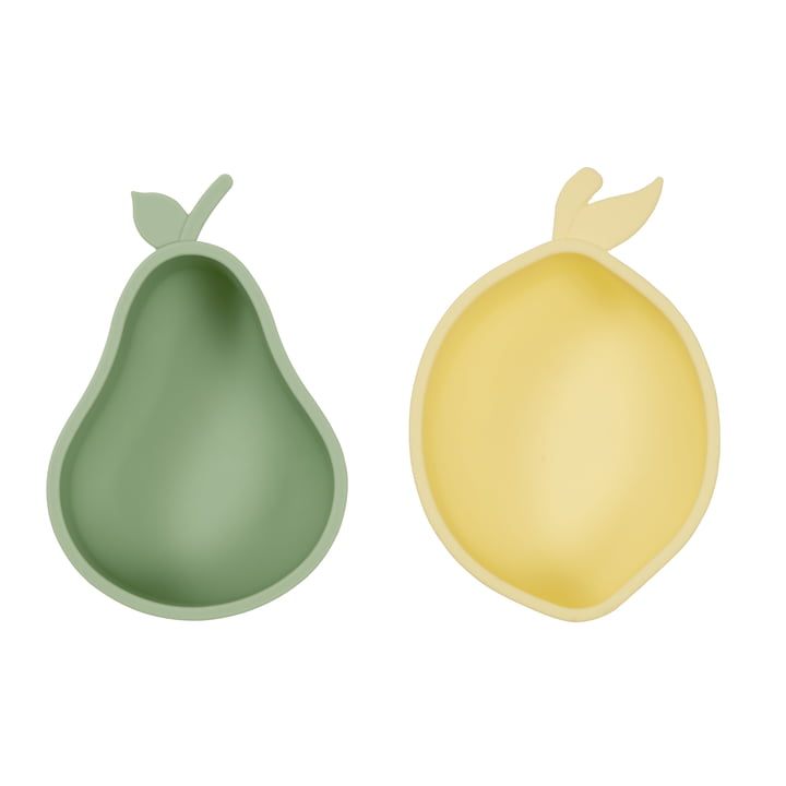 Snack bowls, lemon & pear, yellow / green (set of 2) from OYOY