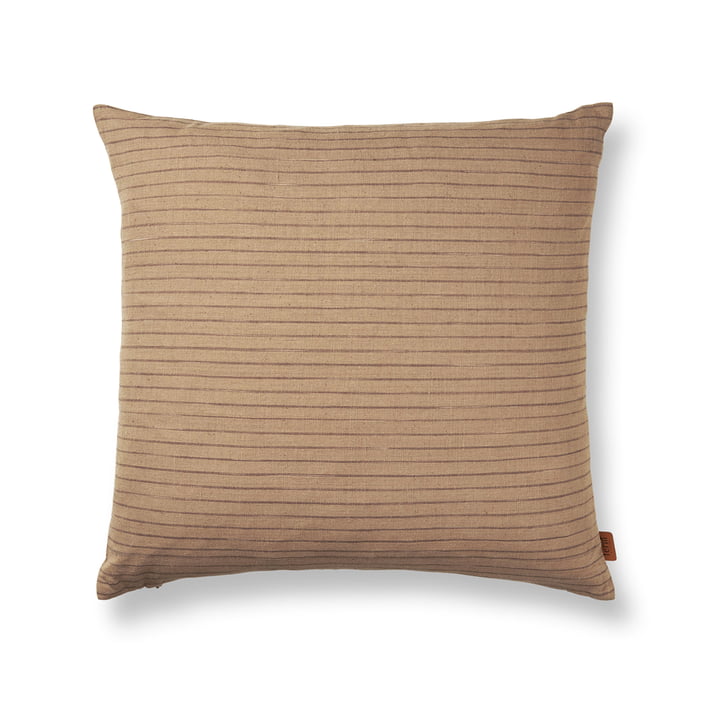 ferm Living - Brown Cotton Cushion, 50 x 50 cm, Lines