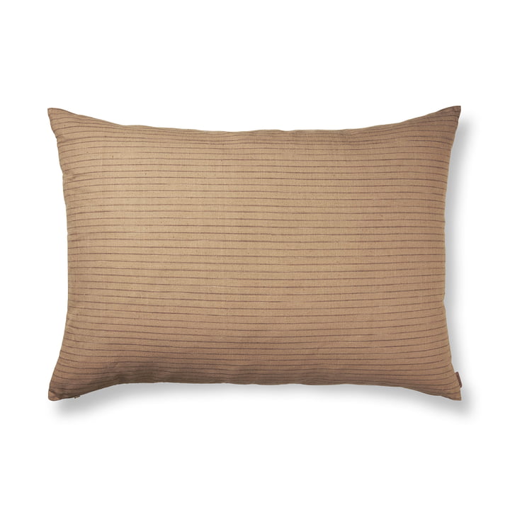 ferm Living - Brown Cotton Cushion, 60 x 40 cm, Lines