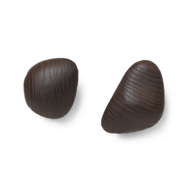 Ferm Living - Cairn Wall hook, dark brown (set of 2)