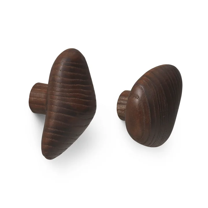 Ferm Living - Cairn Wall hook, dark brown (set of 2)