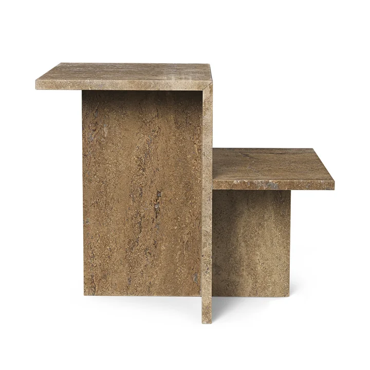 Ferm Living - Distinct Side table, dark brown travertine stone
