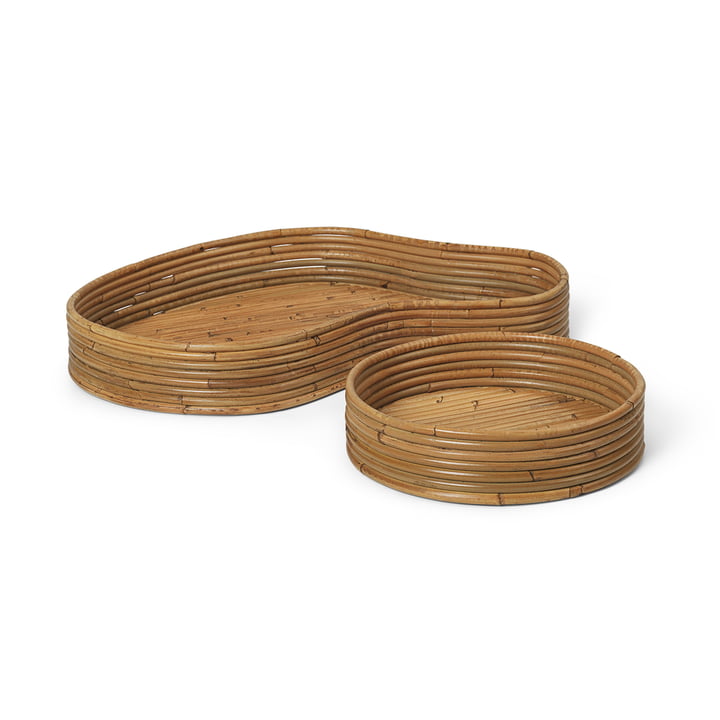 ferm Living - Isola Tray, natural stained (set of 2)