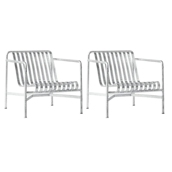 HAY - Palissade Lounge Chair low, hot galvanized (set of 2)