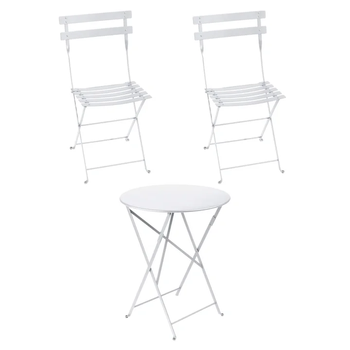 Fermob - Bistro Folding table + 2 folding chairs, cotton white