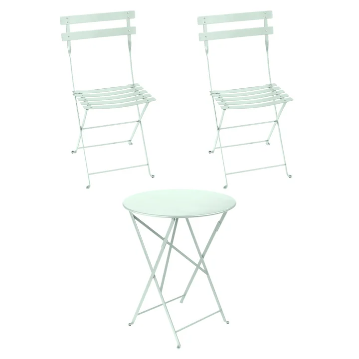 Fermob - Bistro Folding table + 2 folding chairs, gletsch mint