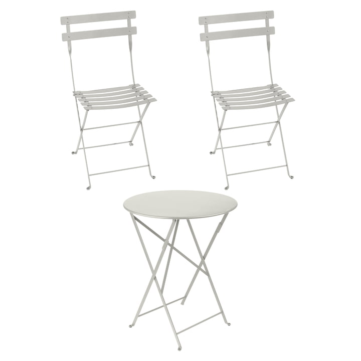Fermob - Bistro Folding table + 2 folding chairs, clay gray