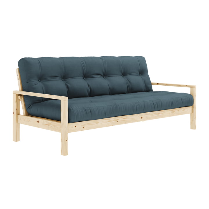 Knob Sofa bed from Karup Design in the finish natural pine / petrol blue (757)