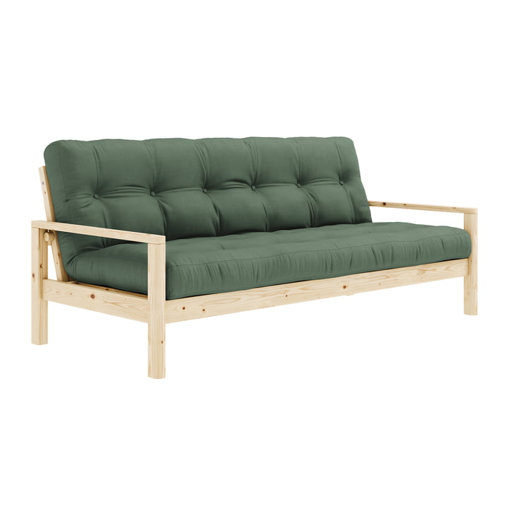 Knob Sofa bed from Karup Design in the finish natural pine / olive green (756)