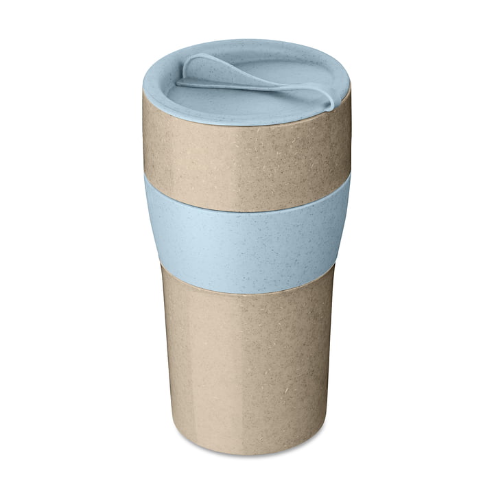 Koziol - AROMA TO GO XL thermo mug, with lid, 700ml, nature desert sand / nature flower blue