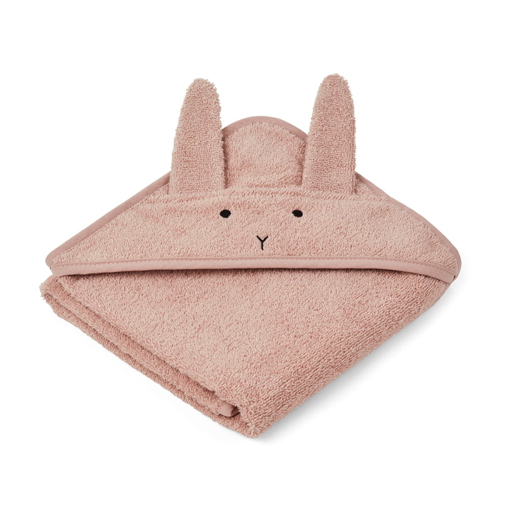 Albert Baby towel with hood by LIEWOOD in the design rabbit, rose