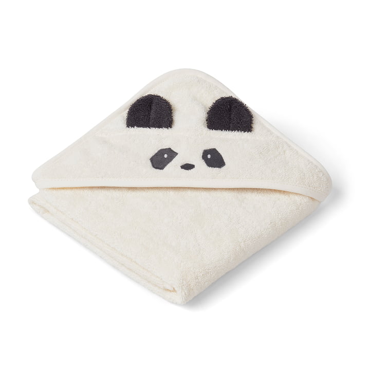 Albert Baby towel with hood by LIEWOOD in the design panda, creme de la creme