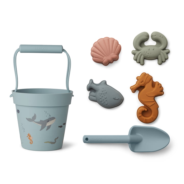 Dante Beach play set from LIEWOOD in the sea animals version, sea blue (set of 6)