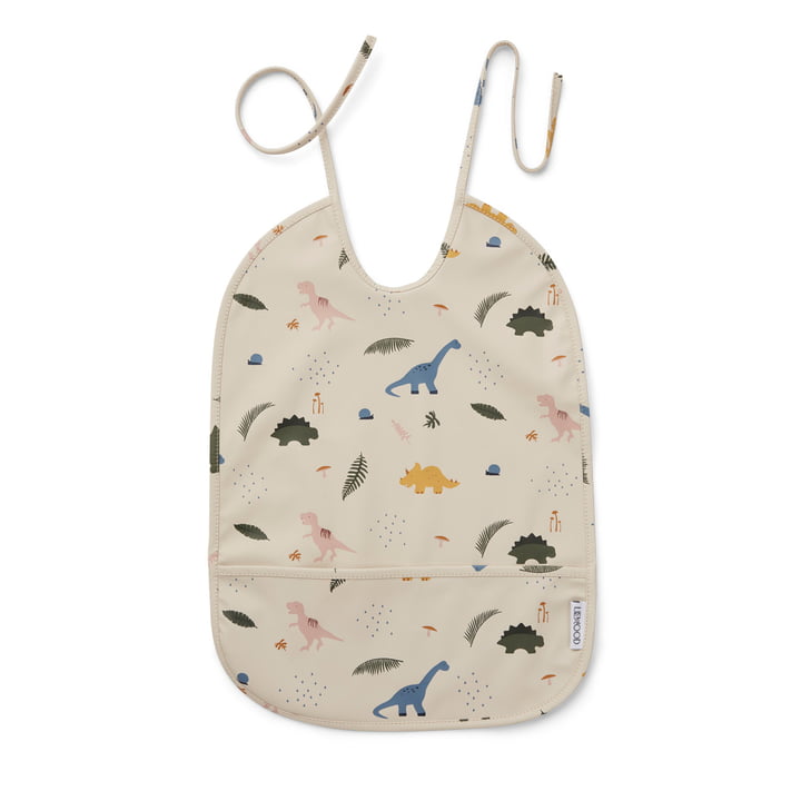 Lai Bib from LIEWOOD in the design Dino, white / blue
