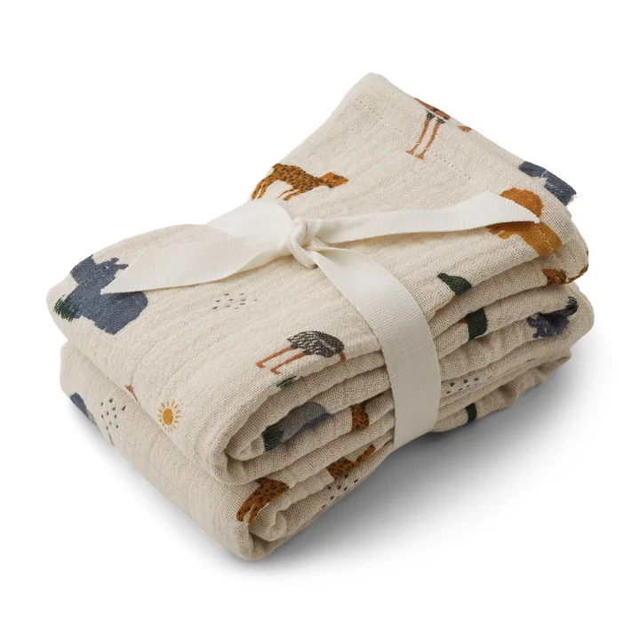 Lewis muslin cloths from LIEWOOD in the Safari, sandy version (set of 2)