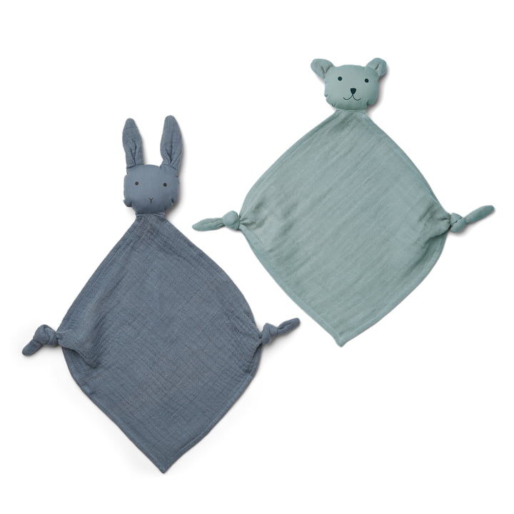 Yoko Mini cuddle cloths from LIEWOOD in blue (set of 2)