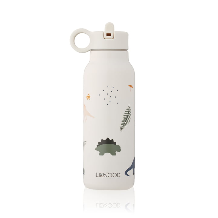 Falk Water bottle from LIEWOOD in the design Dino, white / blue