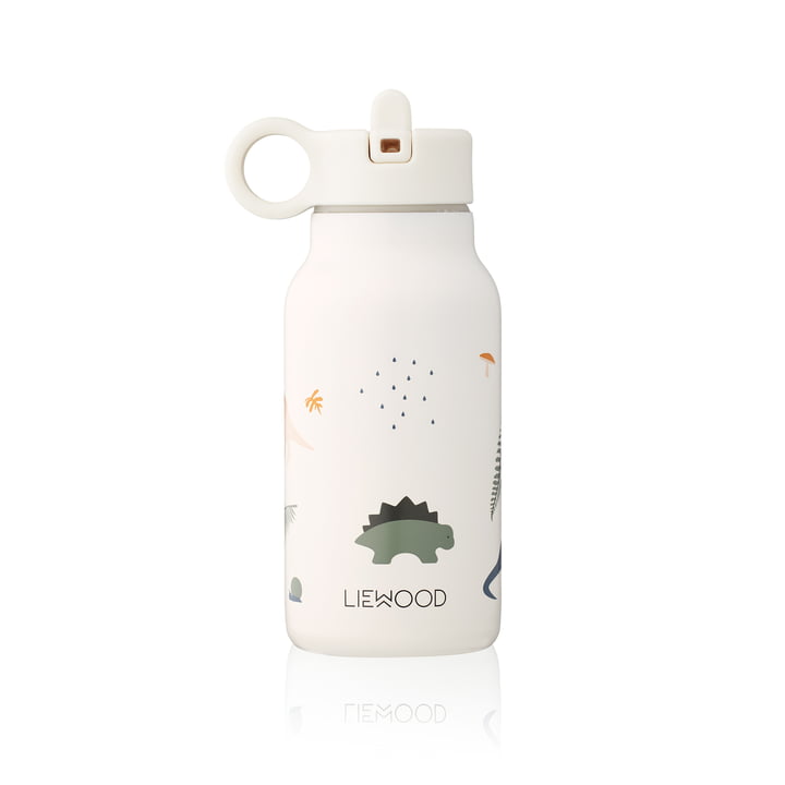 Falk Water bottle from LIEWOOD in the design Dino, white / blue