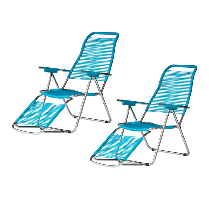 Fiam - Deck chair Spaghetti, frame aluminum / cover petrol (set of 2)
