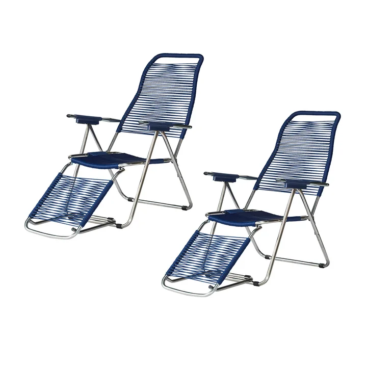 Fiam - Deckchair Spaghetti, frame aluminum / cover blue (set of 2)