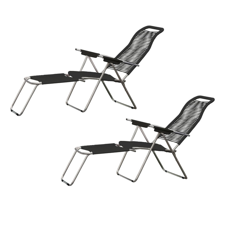 Fiam - Deck chair Spaghetti, aluminum frame / black cover (set of 2)
