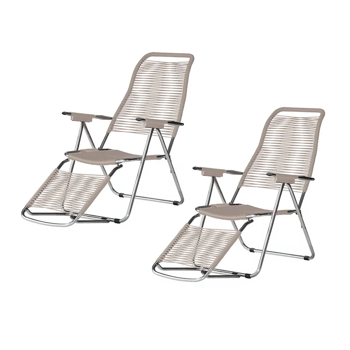 Fiam - Deckchair Spaghetti, frame aluminum / covering taupe (set of 2)