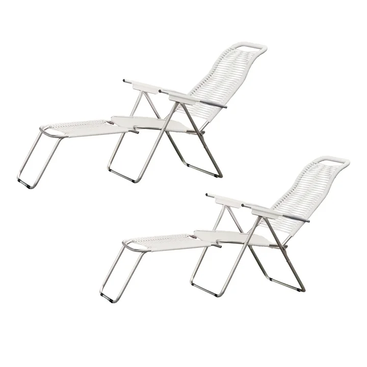 Fiam - Deckchair Spaghetti, frame aluminum / cover white (set of 2)