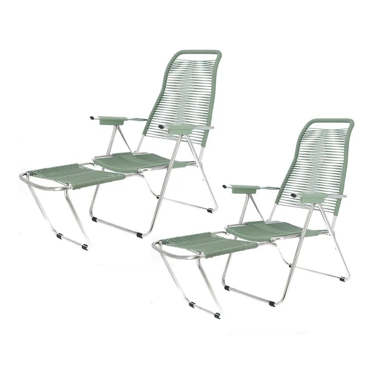 Fiam - Deckchair Spaghetti, frame aluminum / covering sage (set of 2)