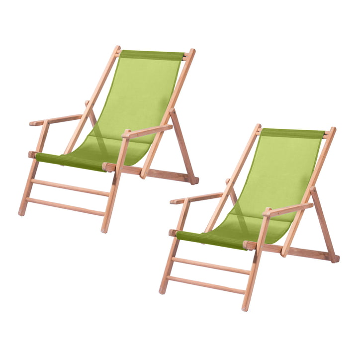 Jan Kurtz - Maxx deck chair, teak / cover plastic fabric pistachio (set of 2)