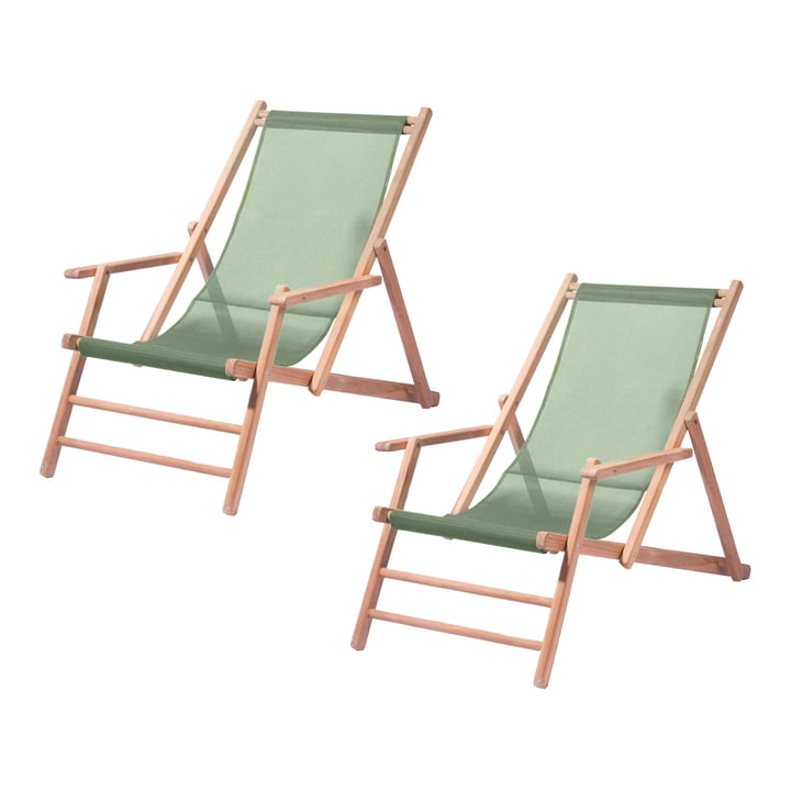 Jan Kurtz - Maxx deck chair, teak / cover plastic fabric sage (set of 2)